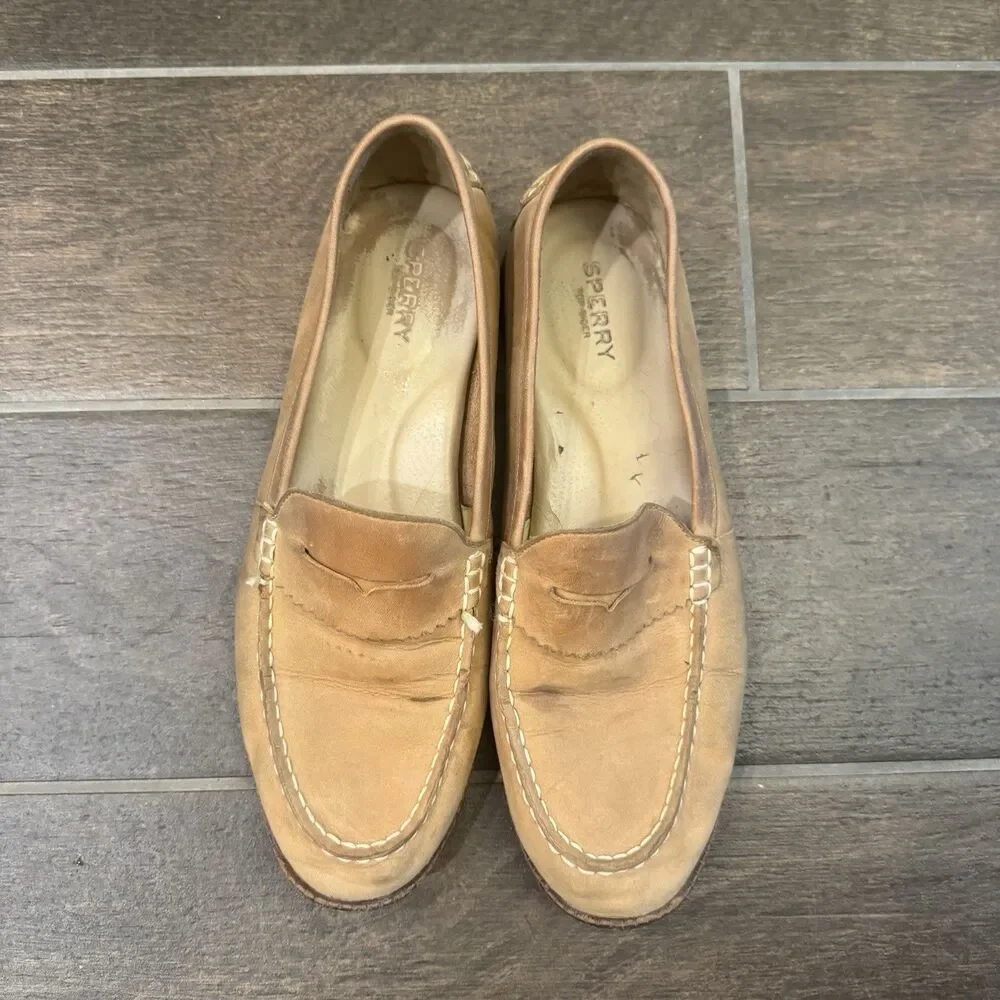Sperry Top-Sider Women’s Seaport Leather Penny Loafers Tan STS82848 Size 11